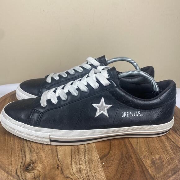 Converse One Star Sample Mens Black & White Vintage Size 11 Leather LowTop Shoes - Picture 2 of 13